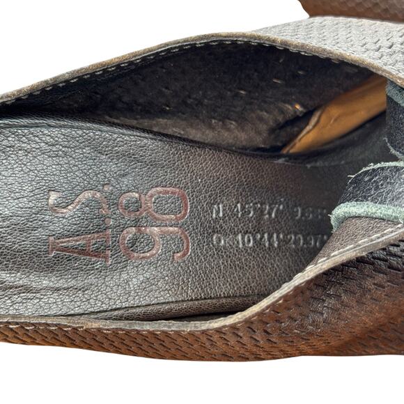 A.S.98 Parley Cutout Heels Sandals Women SZ 8 Brown Leather Modern Lagenlook Art - Picture 13 of 13